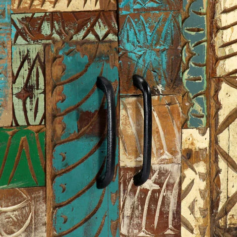 Topdeal Buffet Sculpté à La Main 60x30x75cm Bois De Récupération Massif 2 Topdeal Buffet Sculpté à La Main 60x30x75cm Bois De Récupération Massif – Image 2