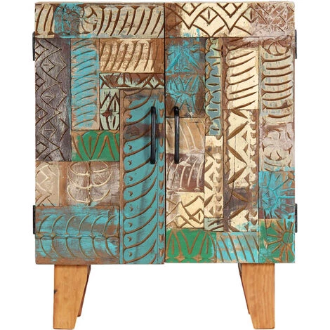 Topdeal Buffet Sculpté à La Main 60x30x75cm Bois De Récupération Massif 3 Topdeal Buffet Sculpté à La Main 60x30x75cm Bois De Récupération Massif – Image 3