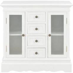 Topdeal Buffet Blanc 70 X 28 X 70 Cm Bois De Pin Massif -Buffet et enfilade Soldes 52088296 3