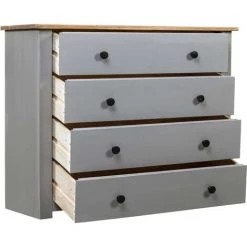 Topdeal Armoire Latérale Gris 80x40x73 Cm Pin Assortiment Panama -Buffet et enfilade Soldes 52089087 4