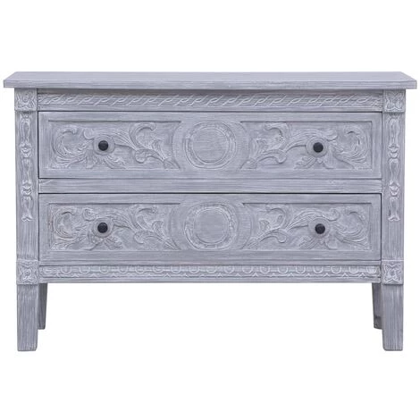 Topdeal Buffet Avec 2 Tiroirs 90x30x60 Cm Bois D'acajou Massif 4 Topdeal Buffet Avec 2 Tiroirs 90x30x60 Cm Bois D'acajou Massif – Image 4