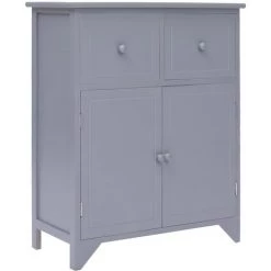 Topdeal Armoire Latérale Gris 60x30x75 Cm Bois De Paulownia