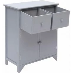 Topdeal Armoire Latérale Gris 60x30x75 Cm Bois De Paulownia 9 Topdeal Armoire Latérale Gris 60x30x75 Cm Bois De Paulownia -Buffet et enfilade Soldes 52089576 5