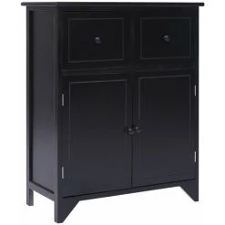 Topdeal Armoire Latérale Noir 60x30x75 Cm Bois De Paulownia