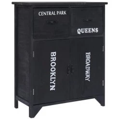 Topdeal Armoire Latérale Noir 60x30x75 Cm Bois De Paulownia