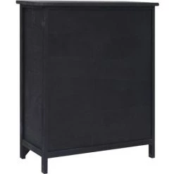Topdeal Armoire Latérale Noir 60x30x75 Cm Bois De Paulownia -Buffet et enfilade Soldes 52089579 5