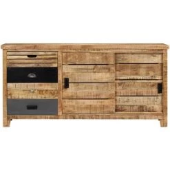 Topdeal Buffet Bois De Manguier Solide 160 X 40 X 80 Cm VDFF11965_FR -Buffet et enfilade Soldes 52094707 4