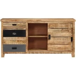Topdeal Buffet Bois De Manguier Solide 160 X 40 X 80 Cm VDFF11965_FR -Buffet et enfilade Soldes 52094707 5