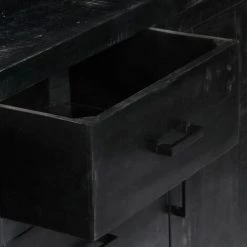 Topdeal Buffet Noir 147x40x80 Cm Bois De Manguier Massif VDFF13836_FR -Buffet et enfilade Soldes 52094890 4