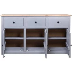 Topdeal Buffet Gris 135x40x80 Cm Pin Solide Assortiment Panama VDFF23793_FR -Buffet et enfilade Soldes 52095614 4