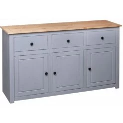 Topdeal Buffet Gris 135x40x80 Cm Pin Solide Assortiment Panama VDFF23793_FR -Buffet et enfilade Soldes 52095614 5