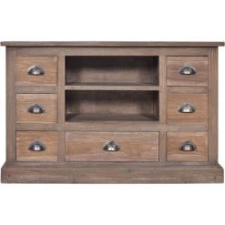 Topdeal Buffet 90x30x58 Cm Bois De Teck Massif FF288291_FR -Buffet et enfilade Soldes 52096262 3