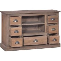 Topdeal Buffet 90x30x58 Cm Bois De Teck Massif FF288291_FR -Buffet et enfilade Soldes 52096262 4
