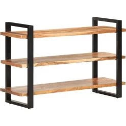 Topdeal Buffet Avec 3 étagères 120x40x75 Cm Bois D'acacia Massif FF321071_FR