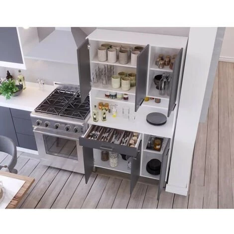 AUTRES TACOMA Buffet De Cuisine L 100 Cm - Gris Mat 4 AUTRES TACOMA Buffet De Cuisine L 100 Cm - Gris Mat – Image 4