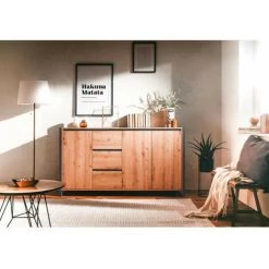 AUTRES DENVER Buffet 3 Portes 3 Tiroirs - Décor Chene Artisan / Anthracite - L 160 X P 40 X H 88 Cm -Buffet et enfilade Soldes 52171068 3