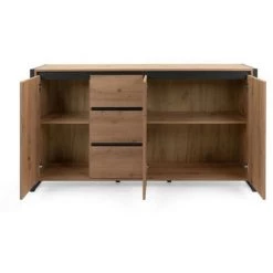 AUTRES DENVER Buffet 3 Portes 3 Tiroirs - Décor Chene Artisan / Anthracite - L 160 X P 40 X H 88 Cm -Buffet et enfilade Soldes 52171068 5