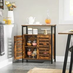 MOBILIUSINE Buffet Meuble De Rangement Industriel Vintage Rustique IRINA -Buffet et enfilade Soldes 52517201 2