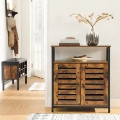 MOBILIUSINE Buffet Meuble De Rangement Industriel Vintage Rustique IRINA -Buffet et enfilade Soldes 52517201 3