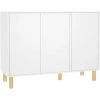 AICOK Meuble De Rangement, Commode Buffet Scandinave Salon Armoire Rangement Meuble Sur Pieds Étagères Réglable Avec 3 Portes En Bois Blanc 107x40x80cm