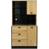ALTOBUY DINAJ - Buffet Vaisselier Multi-Rangement Aspect Bois - Marron Clair