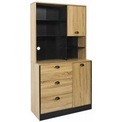 ALTOBUY DINAJ - Buffet Vaisselier Multi-Rangement Aspect Bois - Marron Clair -Buffet et enfilade Soldes 52723152 5