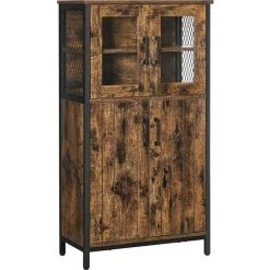 VASAGLE Meuble De Rangement, Buffet, Placard, Armoire, Étagères Réglable, Meuble De Salle De Bain, Cadre En Acier, Pour Salon, Cuisine, Style Industriel, Marron Rustique Et Noir Par SONGMICS LSC260B01 - Marron Rustique Et Noir