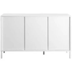MILIBOO Buffet Design 3 Portes Blanc Laqué Pieds Métal Blanc L137 Cm MIKY - Blanc Laqué Laqué