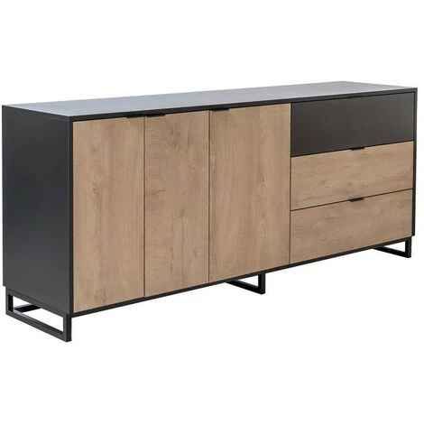 Buffets BOBOCHIC - Buffet 3 Portes 180 Cm MUSSET Chêne Clair Et Noir - Chêne Et Noir 1 Buffets BOBOCHIC - Buffet 3 Portes 180 Cm MUSSET Chêne Clair Et Noir - Chêne Et Noir
