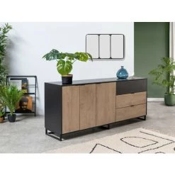 Buffets BOBOCHIC - Buffet 3 Portes 180 Cm MUSSET Chêne Clair Et Noir - Chêne Et Noir 8 Buffets BOBOCHIC - Buffet 3 Portes 180 Cm MUSSET Chêne Clair Et Noir - Chêne Et Noir -Buffet et enfilade Soldes 52786775 4