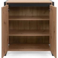 CAESAROO Buffet 80x40 Cm Minorca Chêne Artisanal Et Gris Anthracite Avec Deux Portes | Chêne Et Gris -Buffet et enfilade Soldes 52804206 3