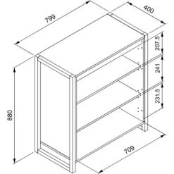 CAESAROO Buffet 80x40 Cm Minorca Chêne Artisanal Et Gris Anthracite Avec Deux Portes | Chêne Et Gris -Buffet et enfilade Soldes 52804206 5