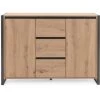 CAESAROO Buffet 122x40 Cm Minorca Chêne Artisanal Et Gris Anthracite Avec Deux Portes Et Trois Tiroirs | Chêne Et Gris