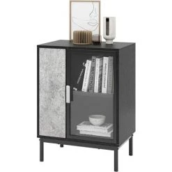 Soges Armoire De Bar à Café Sur Pied Armoire Latérale D'appoint, Console De Rangement Pour Buffet à Vin De Cuisine Industrielle, FJGS-ST10GR - Noir Gris