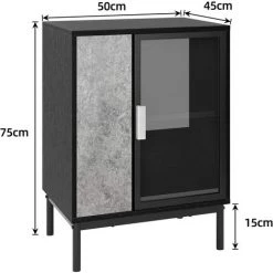 Soges Armoire De Bar à Café Sur Pied Armoire Latérale D'appoint, Console De Rangement Pour Buffet à Vin De Cuisine Industrielle, FJGS-ST10GR - Noir Gris -Buffet et enfilade Soldes 52884489 3