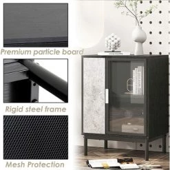 Soges Armoire De Bar à Café Sur Pied Armoire Latérale D'appoint, Console De Rangement Pour Buffet à Vin De Cuisine Industrielle, FJGS-ST10GR - Noir Gris -Buffet et enfilade Soldes 52884489 4