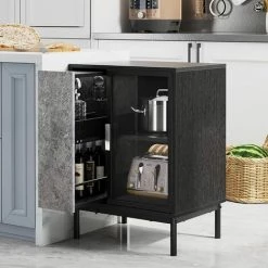 Soges Armoire De Bar à Café Sur Pied Armoire Latérale D'appoint, Console De Rangement Pour Buffet à Vin De Cuisine Industrielle, FJGS-ST10GR - Noir Gris -Buffet et enfilade Soldes 52884489 5