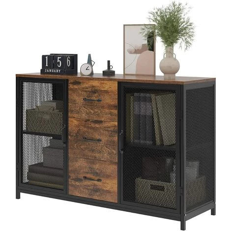 Soges Buffet De Salle à Manger Industriel, Placard De Cuisine Bas, Meuble De Rangement Salon Avec Portes & Tiroirs, Commode Armoire De Rangement Bureau Rustique Marron/Noir - Noir Marron 1 Soges Buffet De Salle à Manger Industriel, Placard De Cuisine Bas, Meuble De Rangement Salon Avec Portes & Tiroirs, Commode Armoire De Rangement Bureau Rustique Marron/Noir - Noir Marron