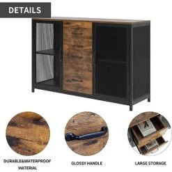 Soges Buffet De Salle à Manger Industriel, Placard De Cuisine Bas, Meuble De Rangement Salon Avec Portes & Tiroirs, Commode Armoire De Rangement Bureau Rustique Marron/Noir - Noir Marron 8 Soges Buffet De Salle à Manger Industriel, Placard De Cuisine Bas, Meuble De Rangement Salon Avec Portes & Tiroirs, Commode Armoire De Rangement Bureau Rustique Marron/Noir - Noir Marron -Buffet et enfilade Soldes 52884504 4