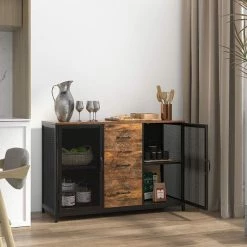 Soges Buffet De Salle à Manger Industriel, Placard De Cuisine Bas, Meuble De Rangement Salon Avec Portes & Tiroirs, Commode Armoire De Rangement Bureau Rustique Marron/Noir - Noir Marron 9 Soges Buffet De Salle à Manger Industriel, Placard De Cuisine Bas, Meuble De Rangement Salon Avec Portes & Tiroirs, Commode Armoire De Rangement Bureau Rustique Marron/Noir - Noir Marron -Buffet et enfilade Soldes 52884504 5