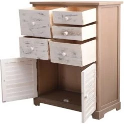 MOBILI REBECCA Rebecca Mobili Commode Armoire Gris Blanc Shabby 2 Portes 5 Tiroirs 77x60x30 -Buffet et enfilade Soldes 52933957 4