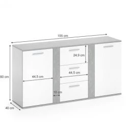Commode „Novelli“ Blanc/Béton Avec 2 Portes Vicco 7 Commode „Novelli“ Blanc/Béton Avec 2 Portes Vicco -Buffet et enfilade Soldes 53050474 3