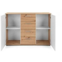 ARGONAUTA Buffet Avec Deux Portes Et Quatre Tiroirs Chêne Blanc Jacky 2 120x35x H85 Cm -Buffet et enfilade Soldes 53053536 3