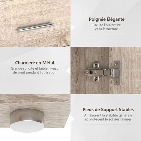 COSTWAY Buffet De Cuisine Commode Meuble De Rangement Avec 1 Tiroir Et 3 Portes En MDF 90 X 29 X 82 CM (L X L X H) Commode Blanc 3 COSTWAY Buffet De Cuisine Commode Meuble De Rangement Avec 1 Tiroir Et 3 Portes En MDF 90 X 29 X 82 CM (L X L X H) Commode Blanc – Image 3