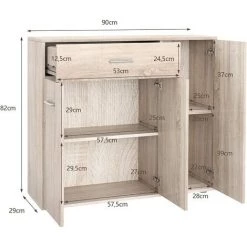 COSTWAY Buffet De Cuisine Commode Meuble De Rangement Avec 1 Tiroir Et 3 Portes En MDF 90 X 29 X 82 CM (L X L X H) Commode Blanc 9 COSTWAY Buffet De Cuisine Commode Meuble De Rangement Avec 1 Tiroir Et 3 Portes En MDF 90 X 29 X 82 CM (L X L X H) Commode Blanc -Buffet et enfilade Soldes 53053702 5