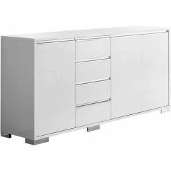 ALTOBUY BERGEN - Buffet 3 Portes 4 Tiroirs Coloris Blanc - Blanc