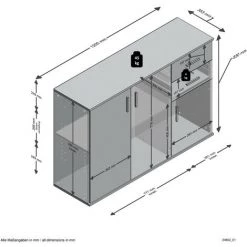 Commode De Rangement Avec 3 Portes Et 2 Tiroirs - Albi - Calicosy - Gris Béton -Buffet et enfilade Soldes 53071590 4