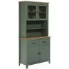 ALTOBUY TINA - Buffet Haut 4 Portes 2 Tiroirs Bois Ciré Et Vert - Vert