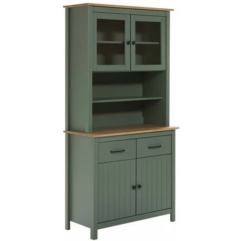 ALTOBUY TINA - Buffet Haut 4 Portes 2 Tiroirs Bois Ciré Et Vert - Vert 1 ALTOBUY TINA - Buffet Haut 4 Portes 2 Tiroirs Bois Ciré Et Vert - Vert