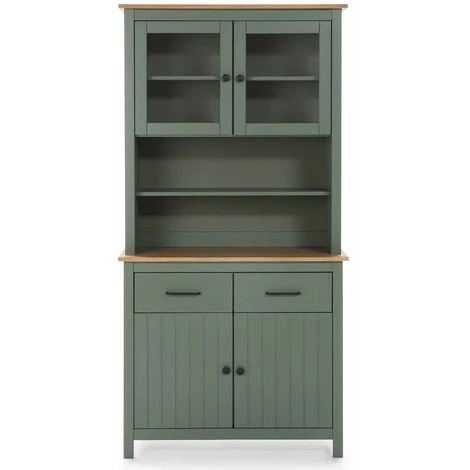 ALTOBUY TINA - Buffet Haut 4 Portes 2 Tiroirs Bois Ciré Et Vert - Vert 3 ALTOBUY TINA - Buffet Haut 4 Portes 2 Tiroirs Bois Ciré Et Vert - Vert – Image 3